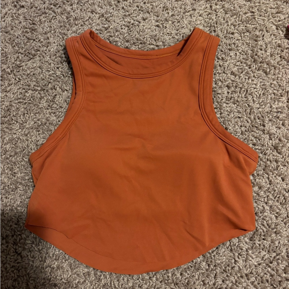 PARAGON Orange Fitted Crop Tank Top